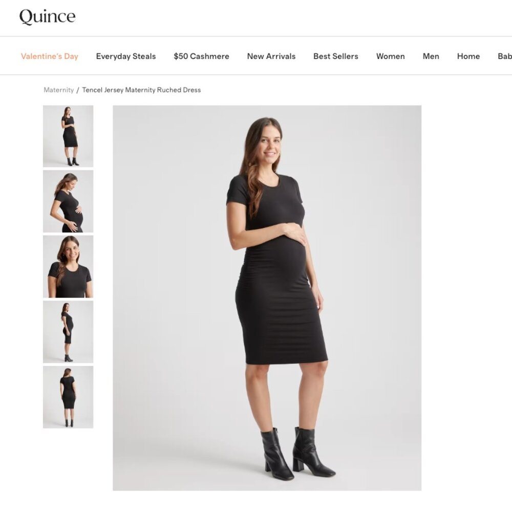 QUINCE Tencel Jersey Maternity Ruched Dress
